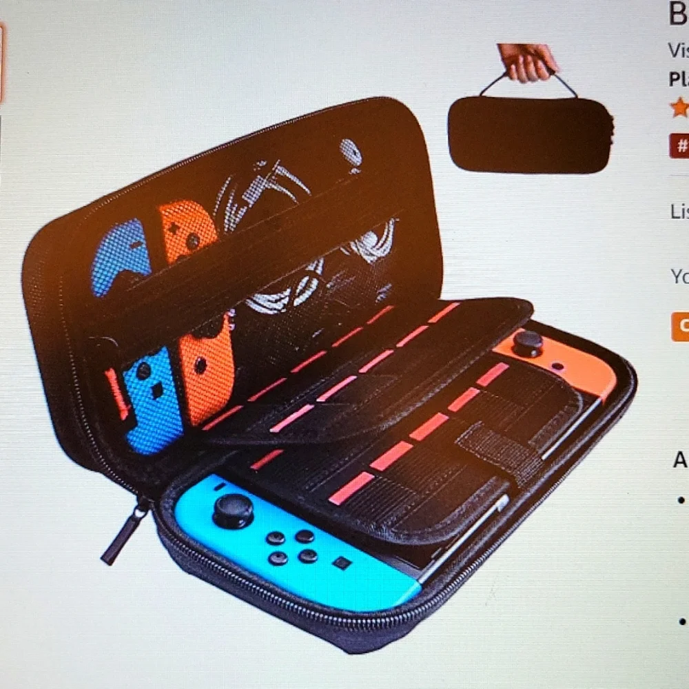 HESTIA GOODS carrying case for Nintendo Switch with hook loop Black  New